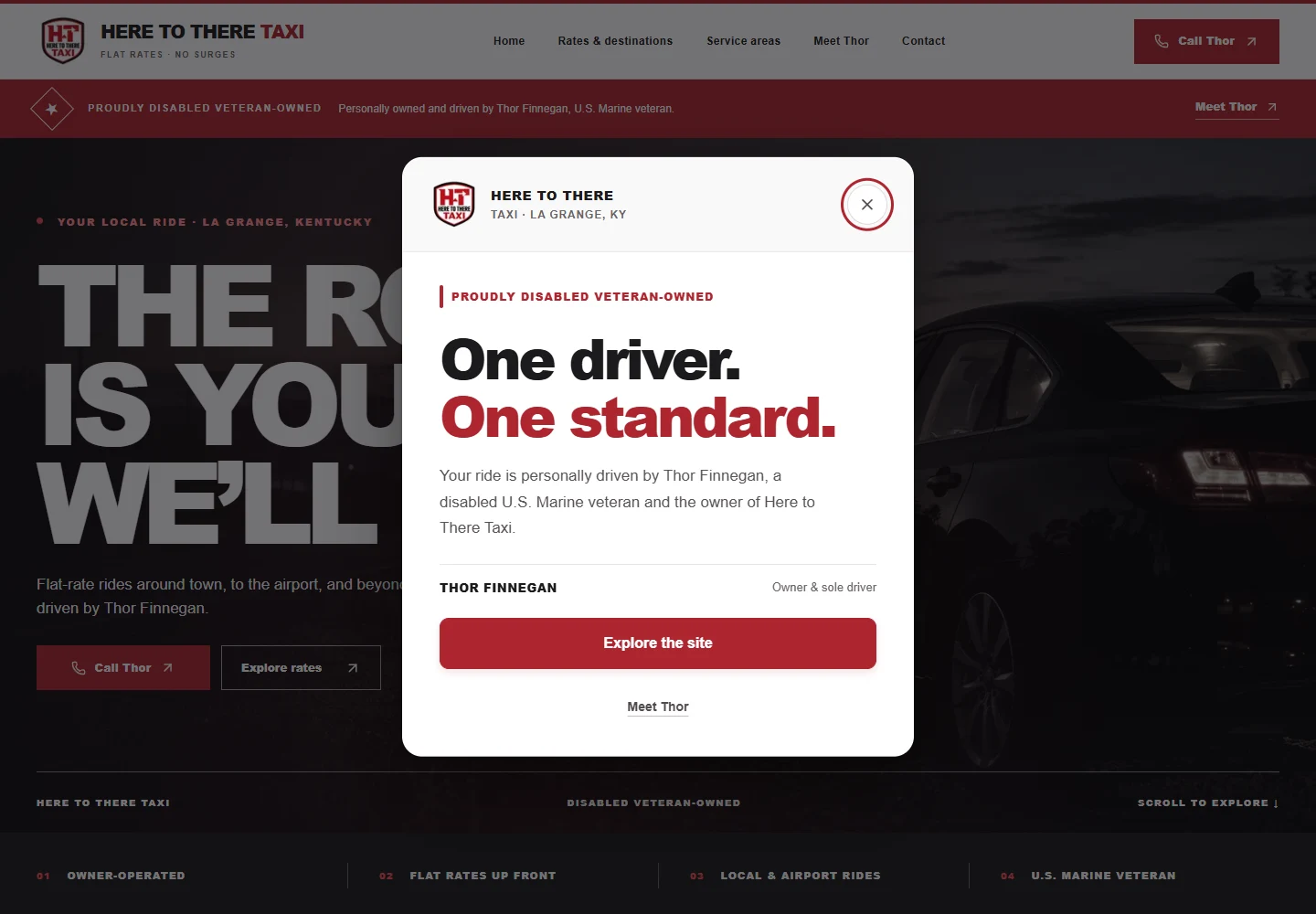 Here to There Taxi — actual desktop website