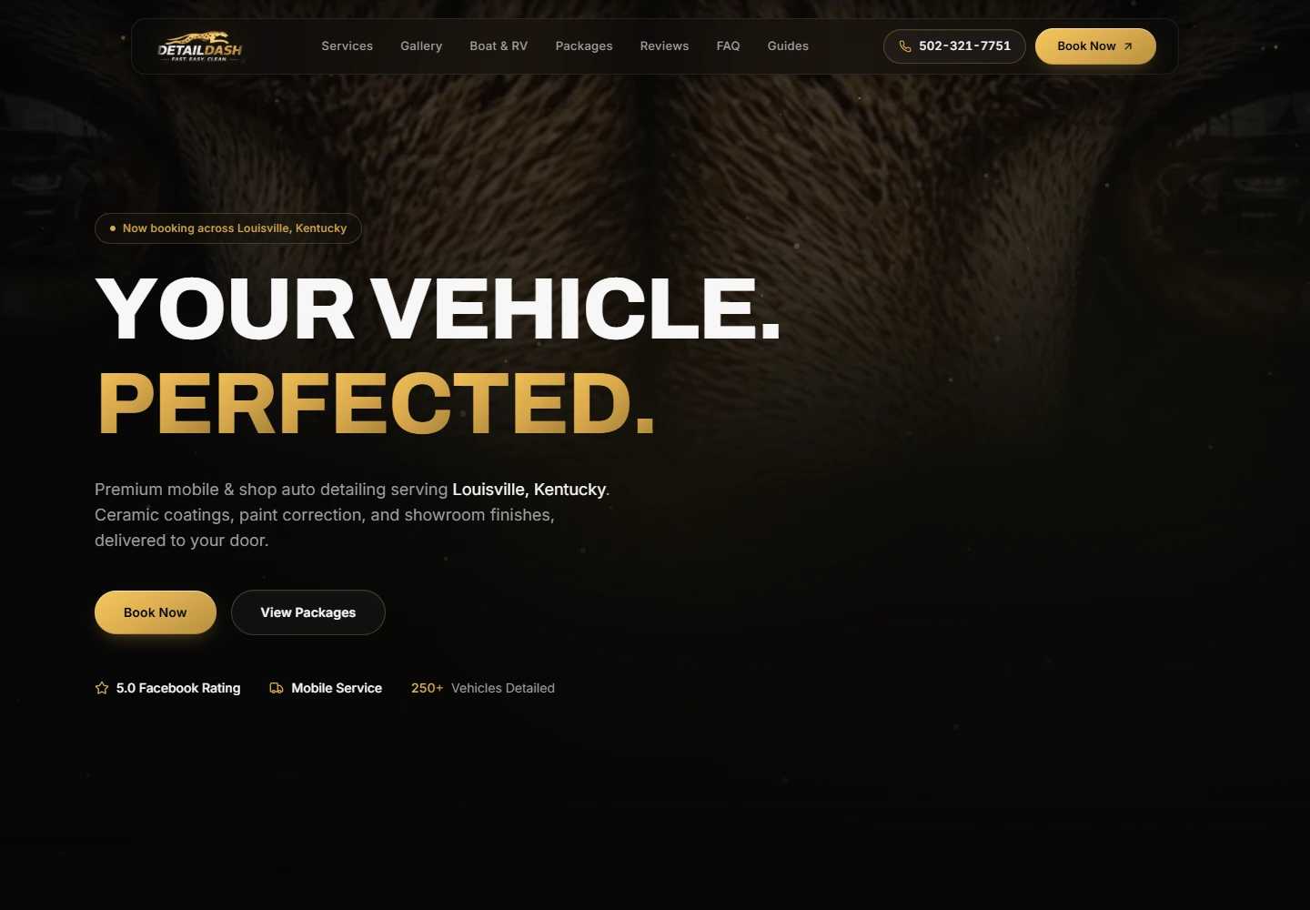 Detail Dash — actual desktop website